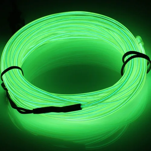 Vista 23 de JIGUOOR - Tira de luces de neón brillantes con cable EL y paquete de baterías, de 9.8 pies, 360 ° de iluminación, para bricolaje, festivales, Azul