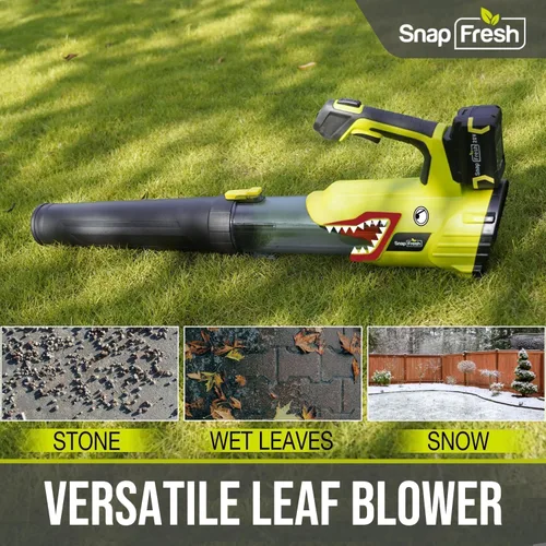 Vista 8 de SnapFresh Soplador de hojas sin escobillas de 20V inalámbrico - 550 CFM/193 KM/H Sopladores de hojas alimentados por batería de 4.0Ah con cargador