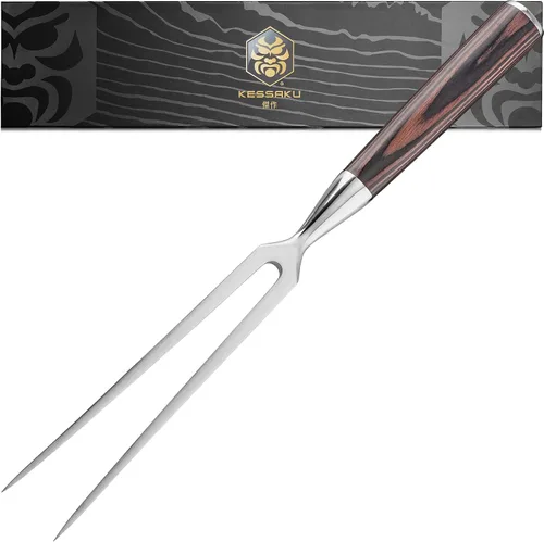 Vista 17 de KESSAKU Cuchillo multiusos dentado de 5.5 pulgadas - Serie Samurai - Cuchillo de cocina afilado - Acero inoxidable de alto carbono forjado 7Cr17MoV