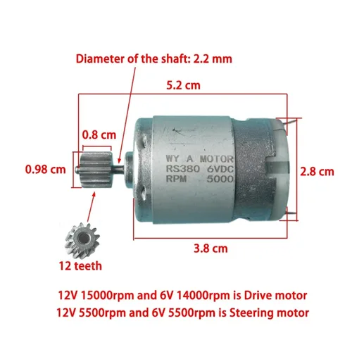 Vista 3 de 1pcs 12T 6V 12V RS390 Motor(12V380 15000RPM)