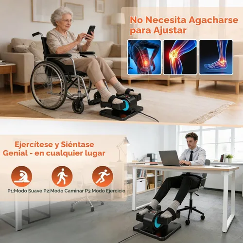 Vista 5 de ESL Under Desk Elliptical, Electric Elliptical Leg Exerciser for Seniors Negro