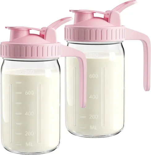 Vista 17 de Jarra Mason Jar de 64 onzas – Jarra de vidrio hermética y a prueba de fugas con tapa, perfecta para té helado, té solar, cerveza fría, leche