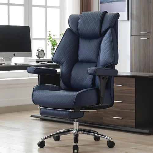 Vista 19 de EXCEBET Silla de oficina grande y alta con reposapiés, silla de oficina ejecutiva de piel sintética con respaldo alto de 400 libras, sillas