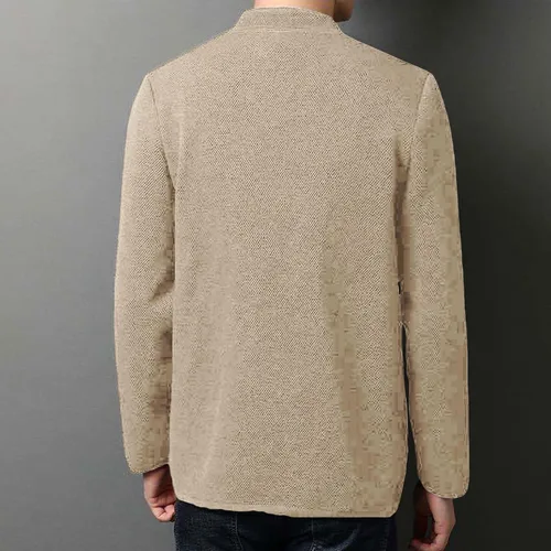 Vista 3 de Lu's Chic Cárdigan de manga larga para hombre, suave, ligero, frente abierto, casual, chaqueta acogedora con bolsillos para exteriores
