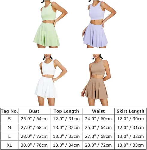 Vista 7 de ABOCIW2 Piece Tennis Outfits for Women Cross Back Sprots Bra High Waist Skorts Skirts Workout Golf Outfits