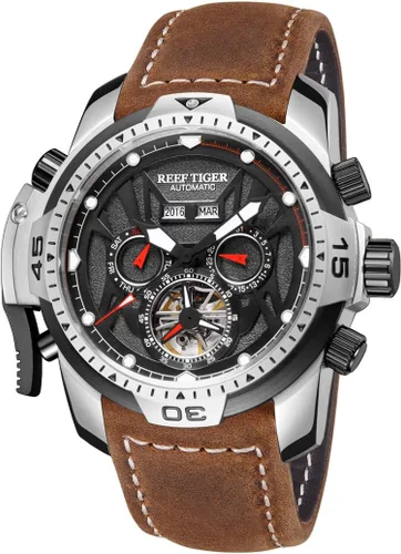 Vista 2 de REEF TIGER RGA3532 - Relojes deportivos para hombre, de acero inoxidable, con correa de cuero