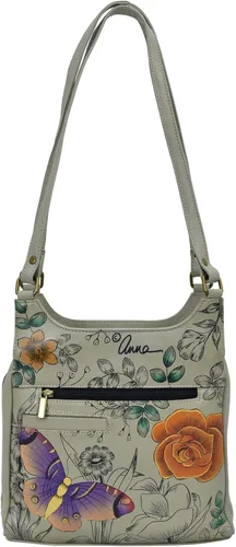 Vista 3 de Anna by Anuschka Bolso de cuero pintado a mano con triple compartimento para mujer