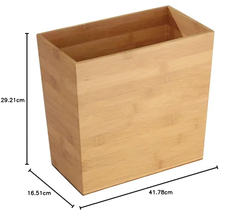 Vista 7 de iDesign - Cesta de basura rectangular de bambú, colección Formbu, 10.5 x 5.75 x 10 pulgadas, acabado de madera natural Acabado de madera natural