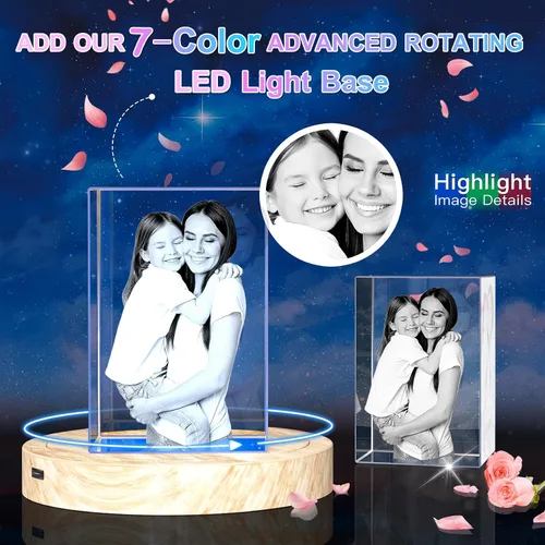 Vista 5 de Foto de cristal 3D personalizada, regalos personalizados para mujeres, hombres, ella, él, mamá, papá, parejas, imagen de vidrio grabado con láser