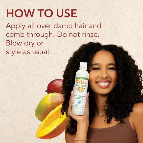 Vista 5 de Creme of Nature Acondicionador ultra hidratante de mango y manteca de karité con ingredientes naturales certificados, tratamiento suavizante cremoso