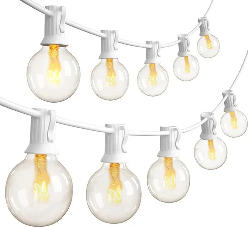 Vista 5 de SUNSGNE Guirnalda de luces de patio G40 impermeable de 100 pies para exteriores con 105 bombillas Edison transparentes, luces de globo para 24.9 ft