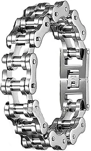 Vista 3 de Pulsera de cadena de eslabones para hombre, acero inoxidable, plata, 0.748 in de ancho