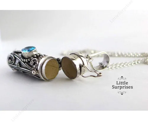 Vista 3 de Bali hecho a mano de plata esterlina tubo Locket colgante 20" collar JP92