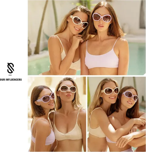 Vista 3 de SOJOS Gafas de sol de gran tamaño para mujer y hombre SJ2275