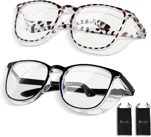 Vista 12 de Feaglo Lentes de seguridad, antivaho para mujeres y hombres, bloqueo de luz azul, elegantes gafas de protección para los ojos, escudo lateral