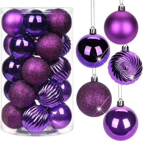 Vista 45 de Adornos de bolas de Navidad negras de 2.36 pulgadas, 25 piezas inastillables, set de adornos de Navidad, bolas de Halloween, adorno negro para árbol
