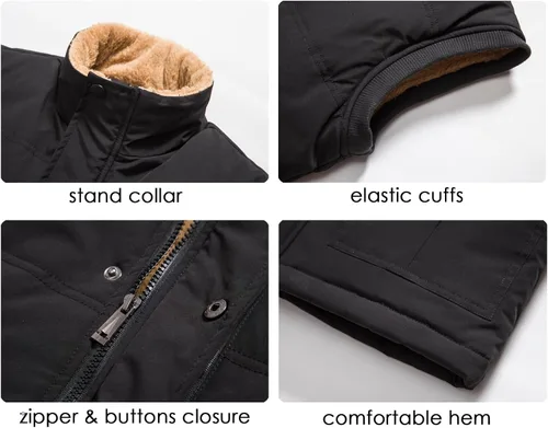Vista 26 de XinYangNi Chaleco de invierno con forro polar para hombre, chaqueta de burbujas cálida e informal
