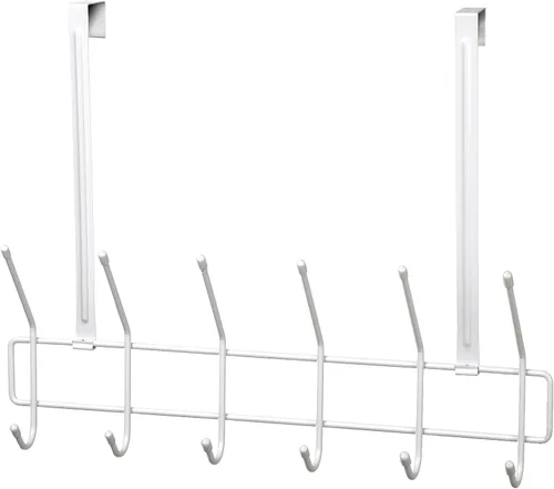 Vista 13 de ClosetMaid Barra de valet colgante para instalación en pared o puerta, accesorios incluidos, diseño plegable, acero duradero, color blanco