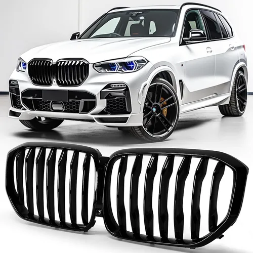 Vista 16 de X5 E70 - Rejilla de riñón de color negro brillante M para BMW X5 E70 X6 E71 2007-2014 (láminas dobles de color M)