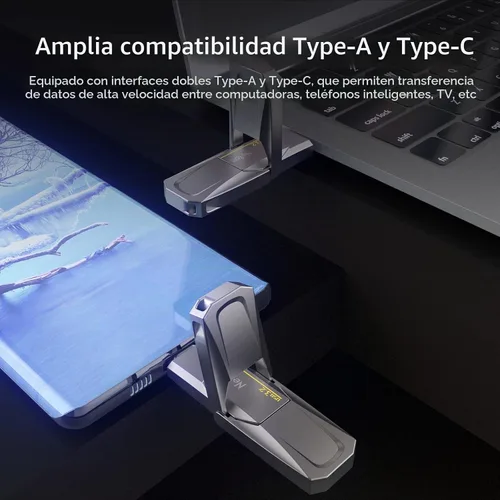 Vista 5 de Netac Unidad de estado sólido USB externa portátil de 128 GB tipo c y USB 3.2 interfaz dual, protección de seguridad de hasta 400 MB/s