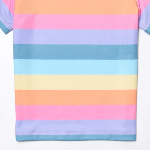 Vista 5 de Camisetas de manga corta para niña, con nudo frontal, casual, a rayas, 6-13 años