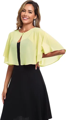 Vista 4 de TONGFANTFL Capelets de gasa para mujer, chal para vestido de noche Verde (Baby Green)