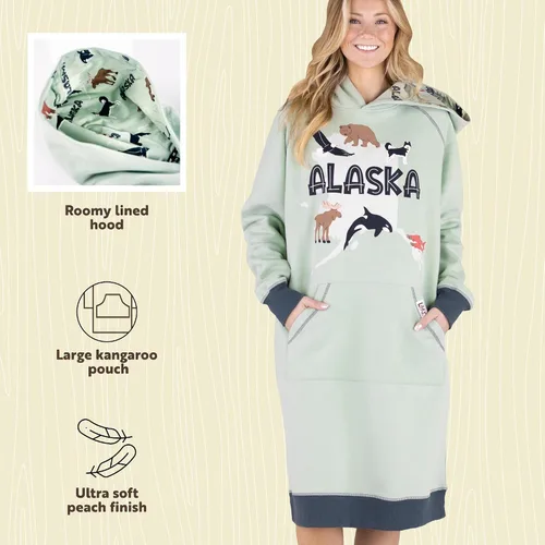 Vista 163 de Lazy One Sudadera con capucha de gran tamaño, ropa de dormir cómoda, vestido de suéter para mujer