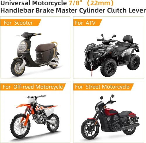 Vista 3 de Juego de palancas universales de freno y embrague de manillar de motocicleta 7/8" 22mm para izquierda y derecha, compatibles con Yamaha Honda Negro