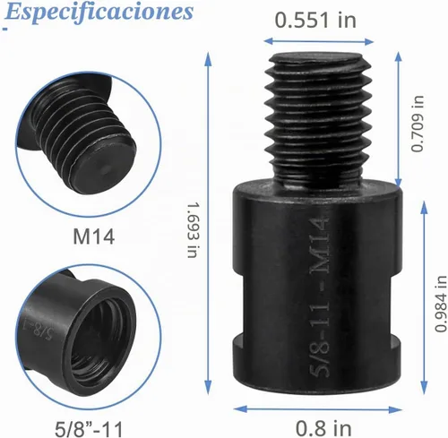 Vista 2 de Wolfride Adaptador de accesorio para amoladora angular M14 de 5/8-11 a hembra a M14 adaptador macho (2 piezas)