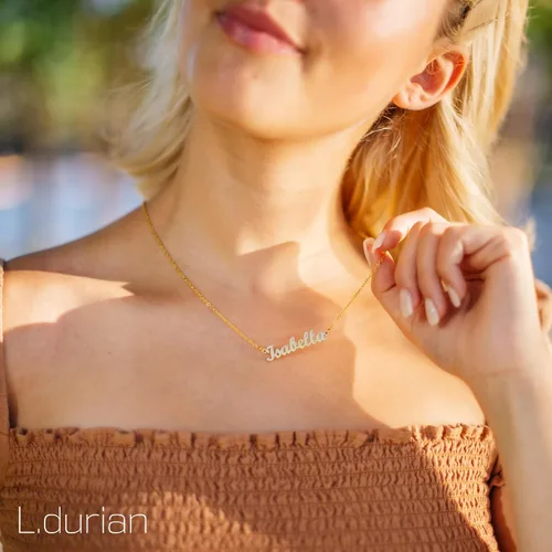 Vista 3 de Ldurian Valentine's Day Gifts Name Necklace Name Pendant Necklace Christmas Gifts 14K Gold Dainty Name Plate Necklaces Birthday Jewelry Gift for