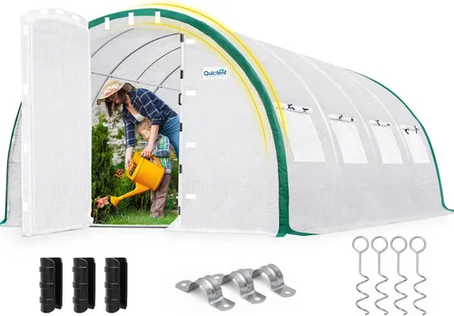 Vista 9 de Quictent - Invernadero túnel para exteriores con 2 puertas con bisagras de Verde