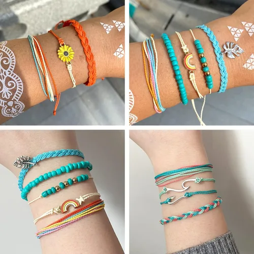 Vista 2 de Pulseras de tobillo para niñas, impermeables, bohemias, para mujer, regalo de joyería de Navidad