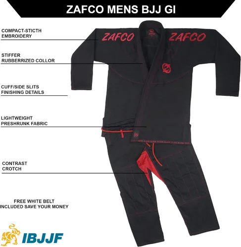 Vista 3 de Jiu Jitsu Gi brasileño BJJ Gi para hombres y mujeres Grappling gi Uniforme Kimonos ligero, preencogido, con cinturón blanco