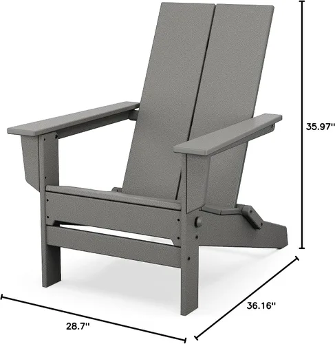 Vista 2 de POLYWOOD - Silla plegable contemporánea moderna Adirondack en gris pizarra Plegable Gris Pizarra