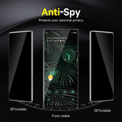 Vista 4 de YWXTW Paquete de 2 protectores de pantalla de privacidad para Google Pixel 6 Pro, protector de pantalla de vidrio templado de dureza 9H para Google