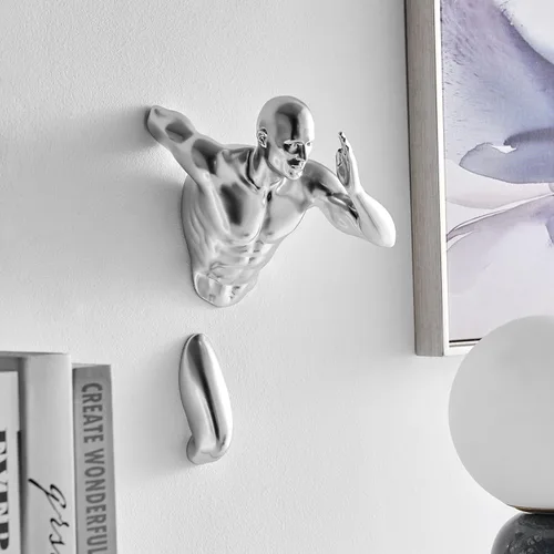 Vista 4 de Esculturas de decoración de pared, caminos de pared de 13 pulgadas con accesorios incluidos (cromado)