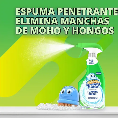 Vista 5 de Scrubbing Bubbles Limpiador de baño y ducha con lejía espumante desinfectante en aerosol, ayuda a eliminar el moho y el mildiú, 32 oz