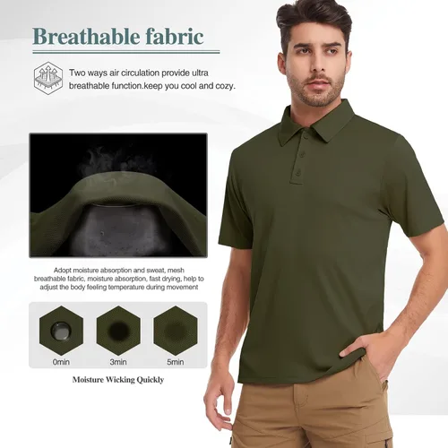 Vista 3 de MEETWEE Men's Polo Quick Dry Performance Hiking Short Sleeve Tactical Shirts