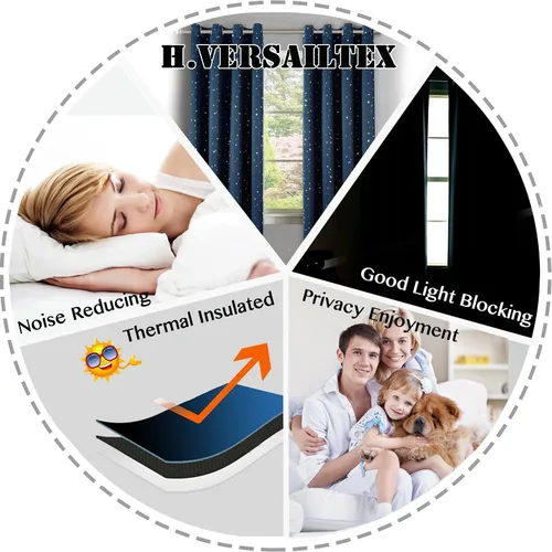 Vista 7 de H.VERSAILTEX Cortinas opacas con estrellas para habitación de niños y niñas, con aislamiento térmico, bonitas cortinas gruesas y suaves, con ojales