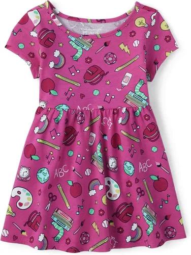 Vista 14 de The Children's Place, Vestido de moda de manga corta para niñas y niñas pequeñas