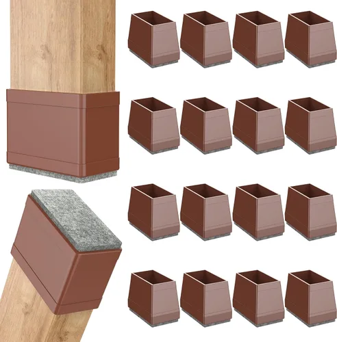 Vista 7 de Protectores cuadrados pequeños de silicona para patas de silla con fieltro envuelto, tapas negras para patas de muebles, antiarañazos antiruido, 16