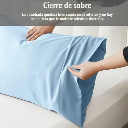 Vista 6 de Fundas de almohada tamaño estándar paquete de 2, fundas de almohada de rayón de bambú refrescantes con cierre de sobre, fundas de almohada frescas