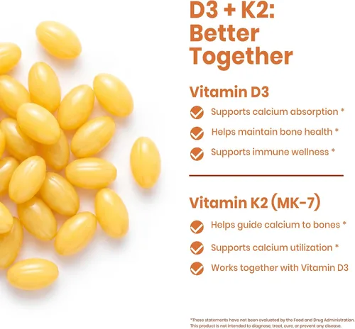 Vista 6 de VEV Corefeel Vitamina D3 K2 10,000 UI, 200 mcg MK-7, 300 cápsulas blandas