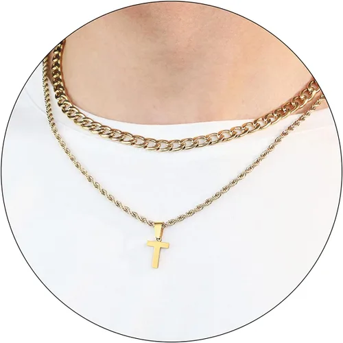 Vista 73 de SENRAN Collar con inicial en capas de la A a la Z para hombre, cadena de cuerda torcida de acero inoxidable de 18 a 20 pulgadas, dije de letra