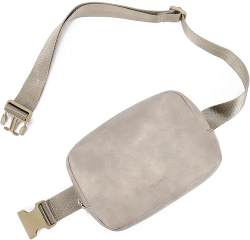 Vista 9 de Telena Riñoneras para mujer, bolsa de cinturón de cuero con cuerpo cruzado, de moda con correa ajustable, negro, (0-black), Talla única