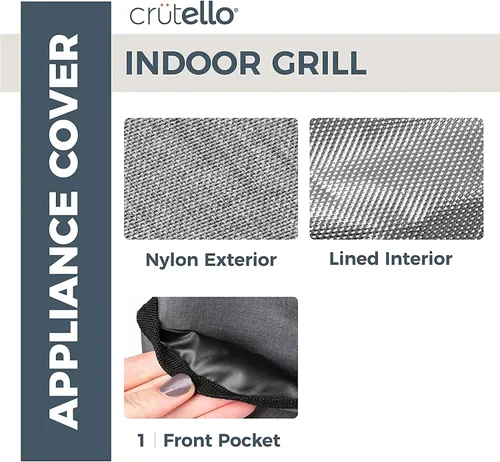Vista 3 de Crutello Funda para parrilla interior con bolsillos de almacenamiento compatible con parrillas de interior Ninja Foodi, cubiertas antipolvo