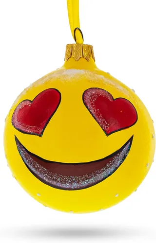 Vista 7 de Adorable corazón ojos enamorados expresiones faciales bola de cristal adorno de Navidad 3.25 pulgadas