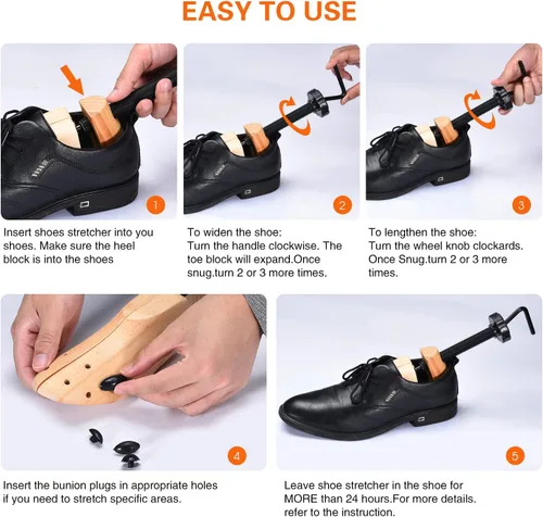 Vista 4 de Estirador de zapatos bidireccional para hombres y mujeres, longitud y ancho ajustables, perfecto para zapatos ajustados, tamaño mediano 6.5-9