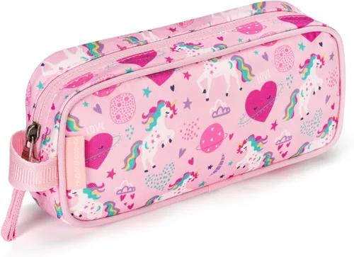 Vista 17 de Estuche para lápices Choco Mocha para niñas, gran estuche de lápices con cremallera suave para niñas con 2 compartimentos, estuche de lápices
