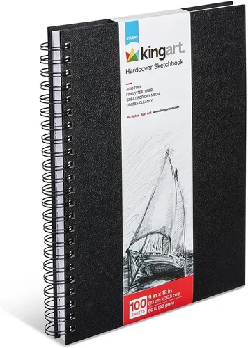 Vista 2 de KINGART Cuaderno de bocetos de tapa dura, 1 paquete, 9 x 12 pulgadas